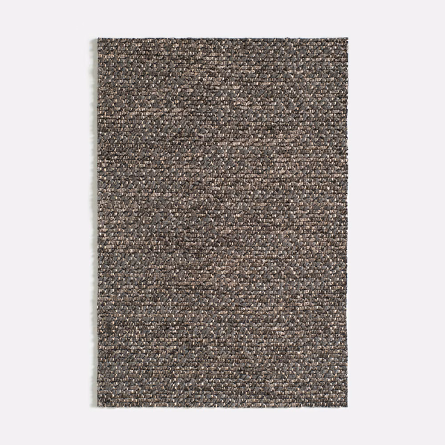 Charcoal and taupe nubby woven upholstery fabric with a softly mottled slate-grey surface