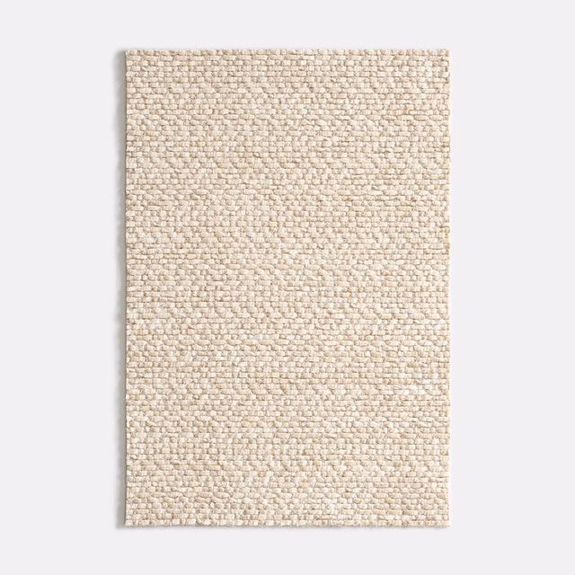 Warm ivory-beige woven swatch with a close, nubby basket-like texture