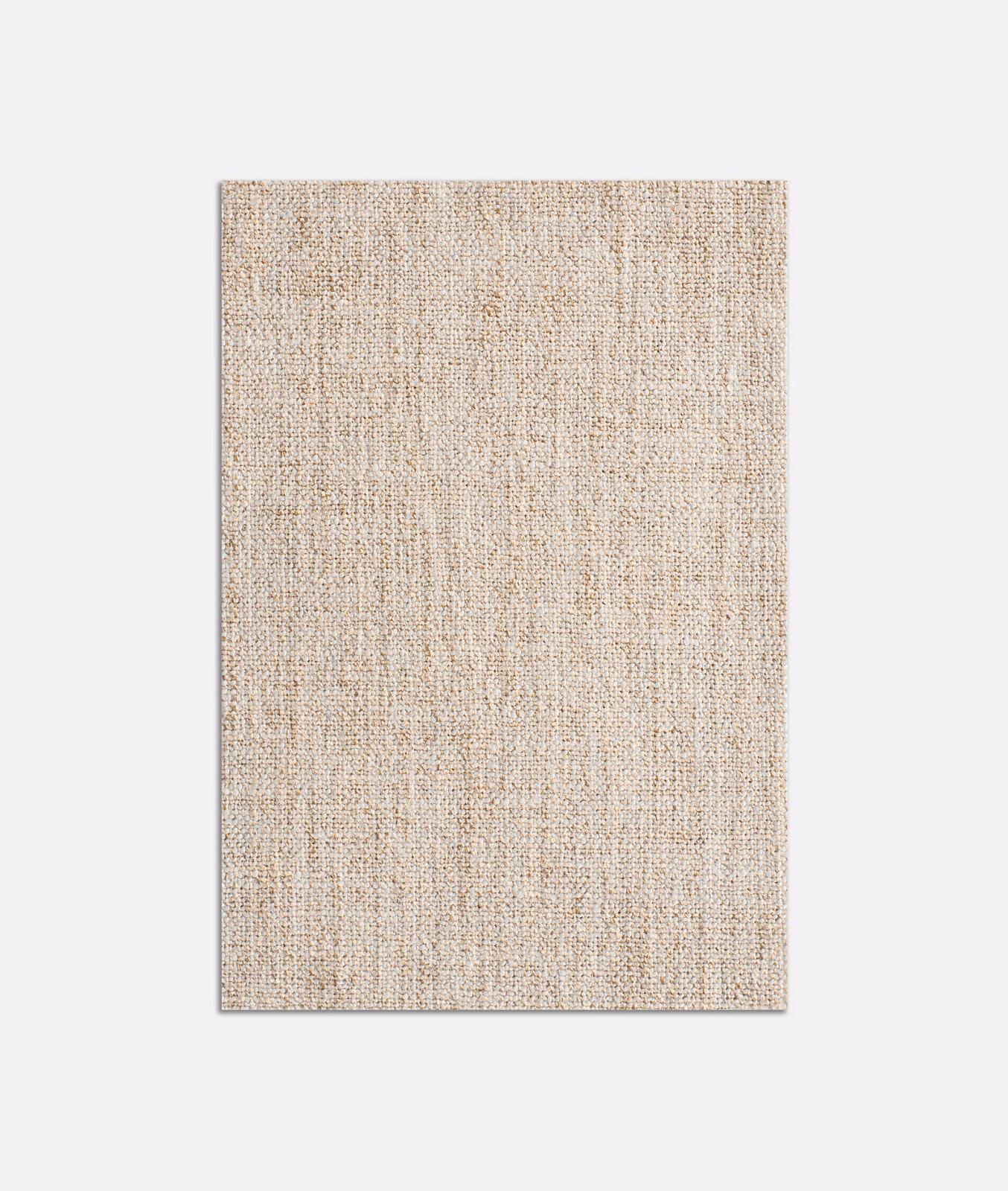 Warm sandy beige woven swatch with fine vertical striations and softly flecked texture