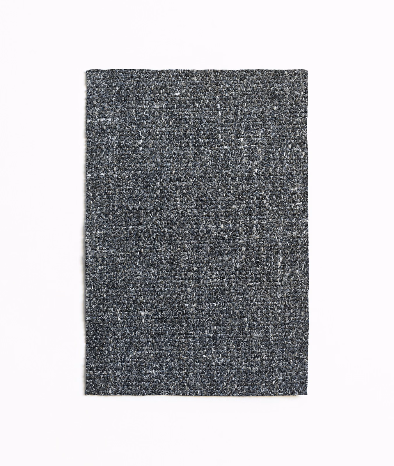 Charcoal slate-grey woven swatch with dense peppered texture and faint horizontal bands