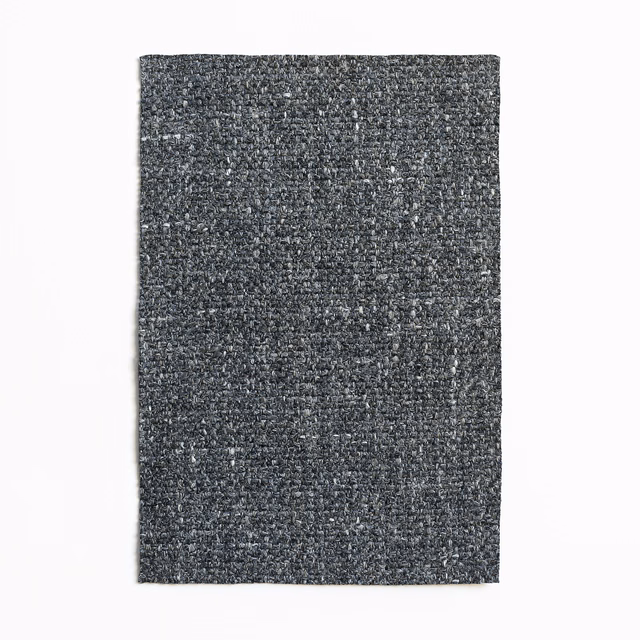 Charcoal slate-grey woven swatch with dense peppered texture and faint horizontal bands