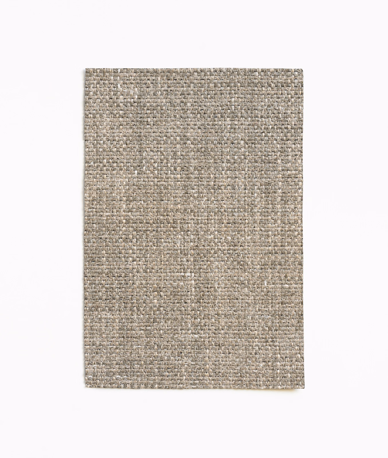 Mottled taupe-grey woven upholstery swatch with a dense tactile texture