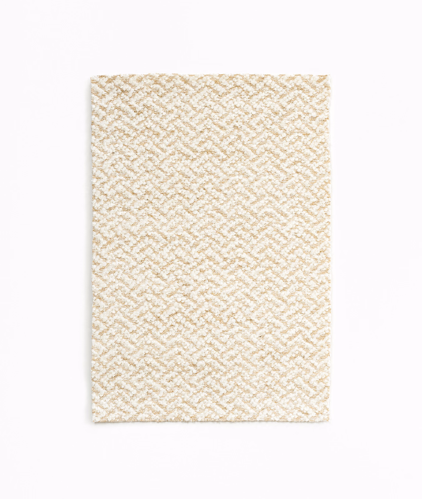 Warm ivory swatch with pale straw zigzag weave and softly nubby texture