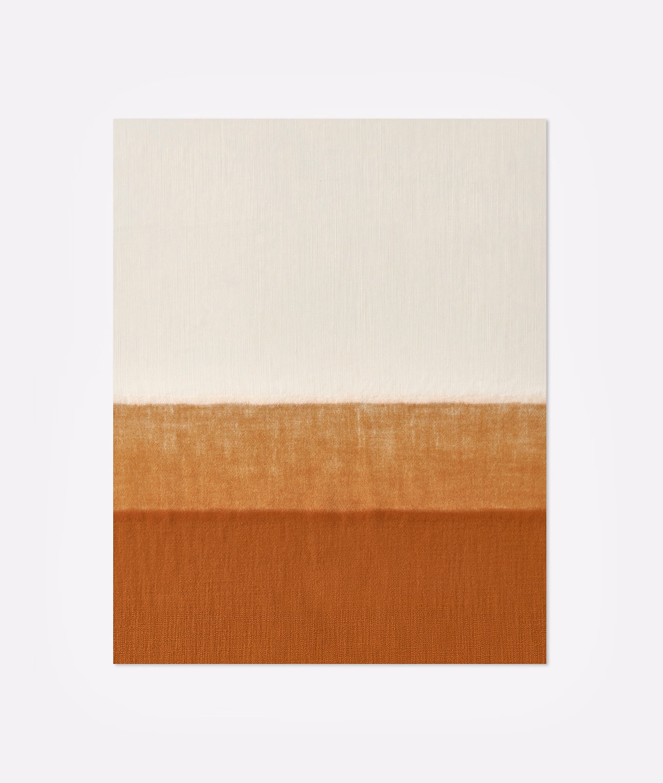 Ivory, caramel and burnt-orange horizontal bands in a subtly textured woven fabric