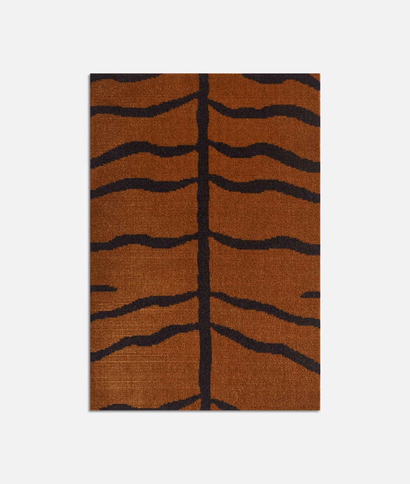 Burnt-orange velvet with charcoal branching stripes and a central dark stem