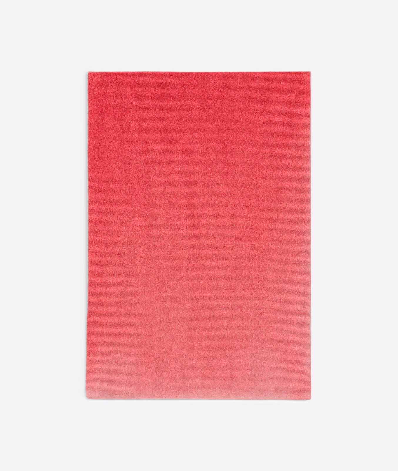 Geranium-red velvet swatch with soft coral shading and a subtle directional nap