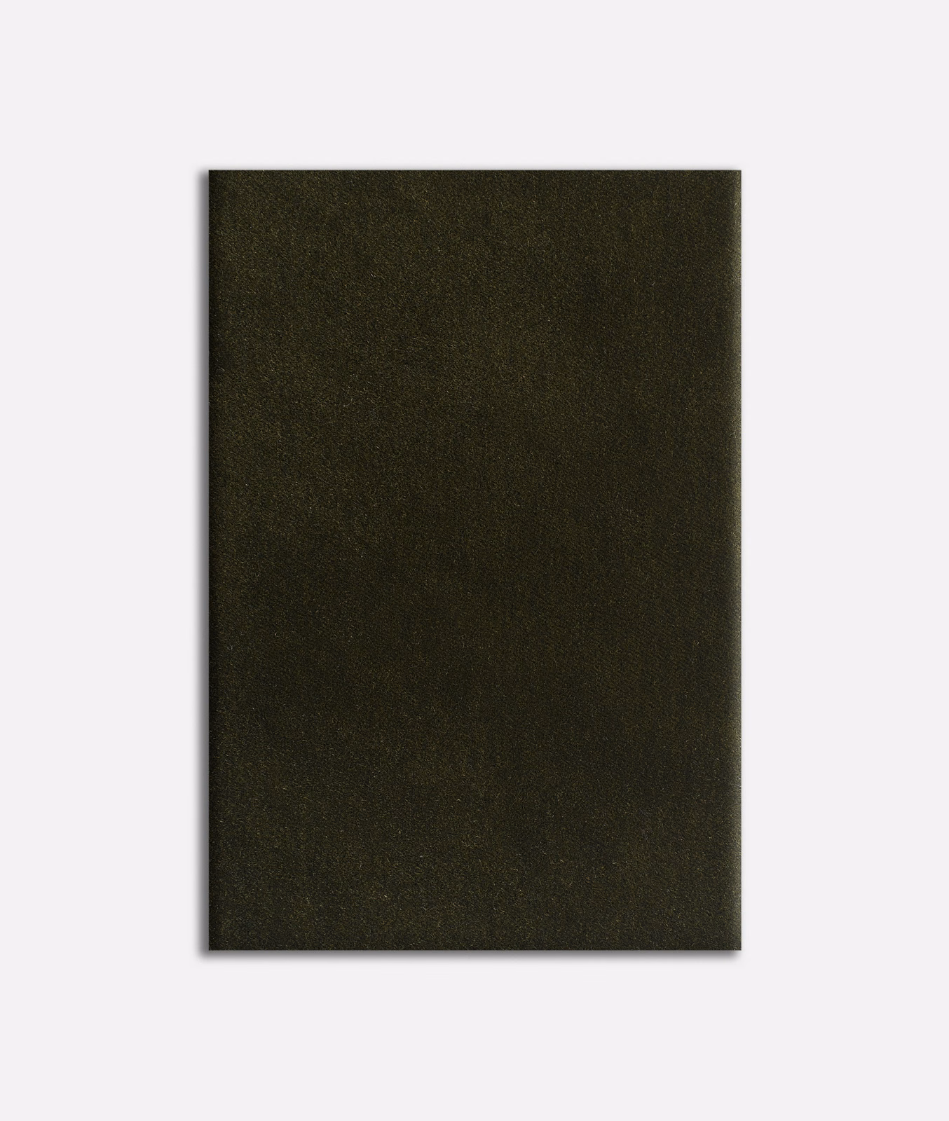 Deep olive velvet swatch with a softly shifting nap and near-black shaded edges