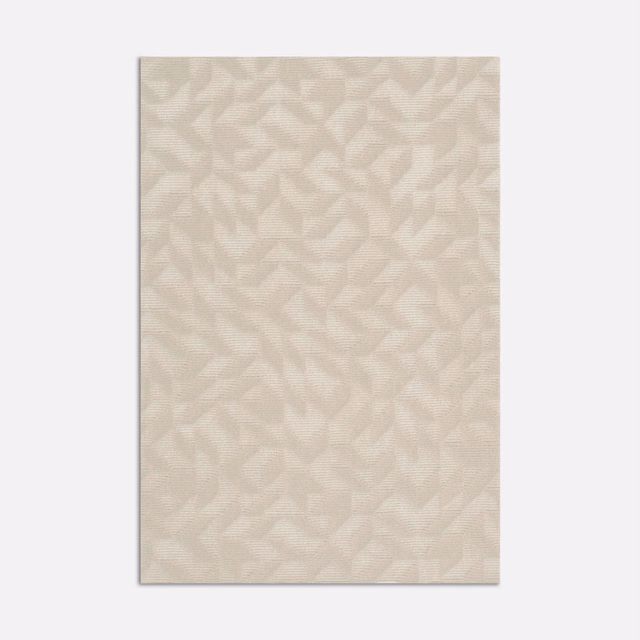 Warm ivory velvet with soft feathered geometric motifs and fine tonal texture