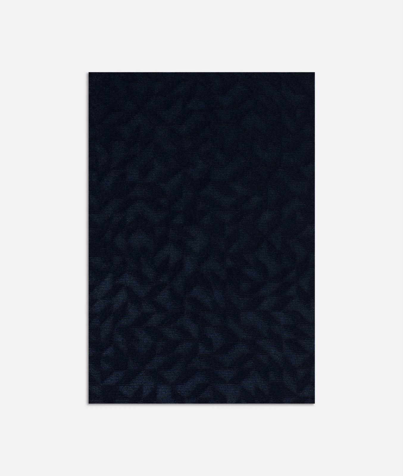 Deep midnight navy velvet with subtle faceted geometric pattern and low sheen