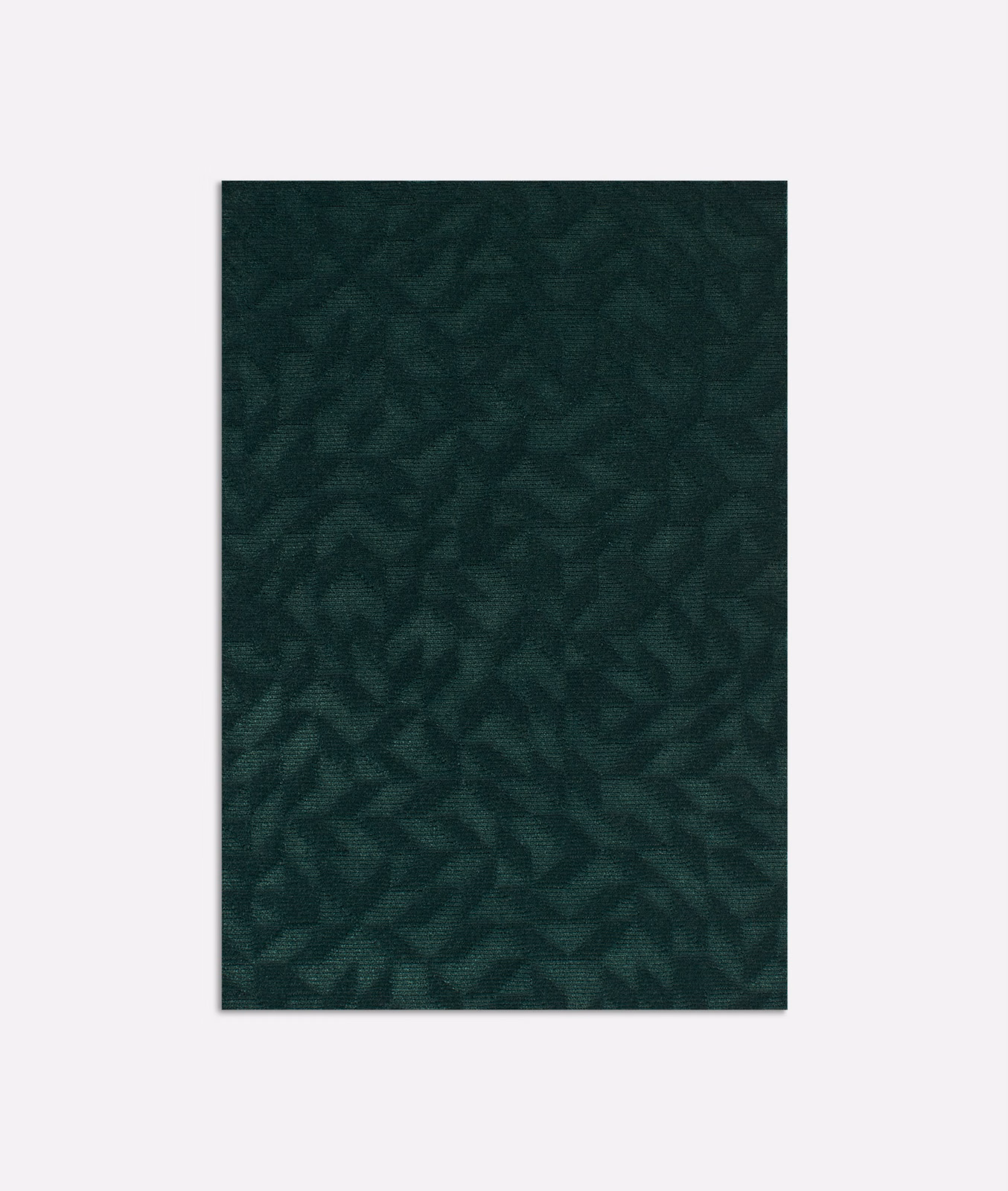Deep pine-green velvet with a shadowy angular leaf-like pattern and subtle sheen