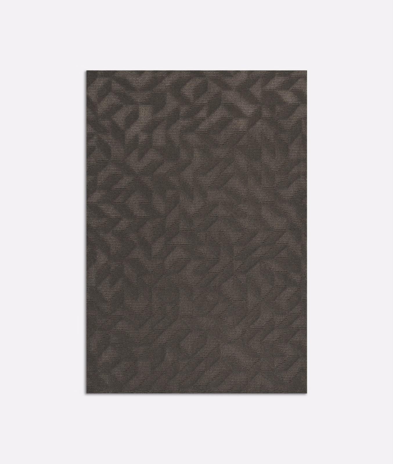 Deep charcoal-taupe velvet with a subtle angular, leafy geometric weave