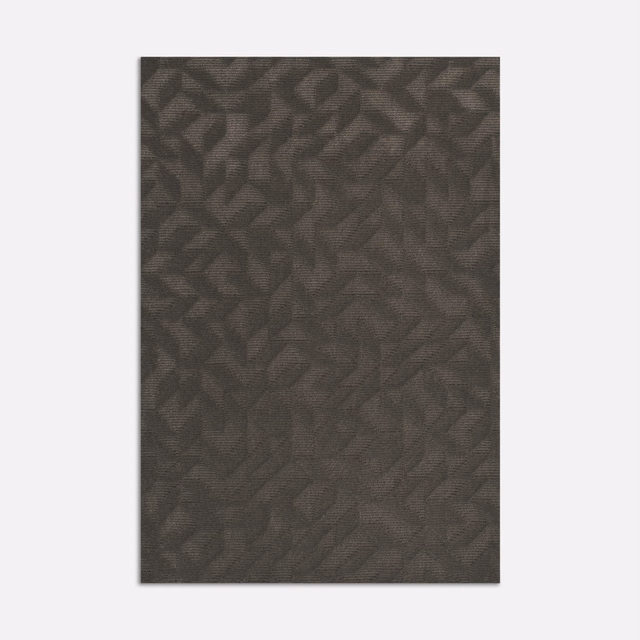 Deep charcoal-taupe velvet with a subtle angular, leafy geometric weave