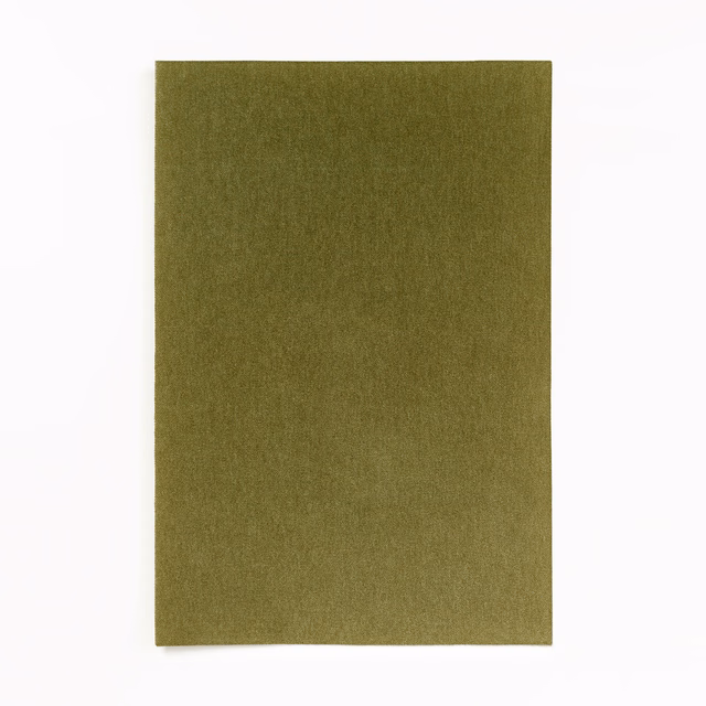 Plain moss-olive velvet swatch showing a softly brushed, directional nap