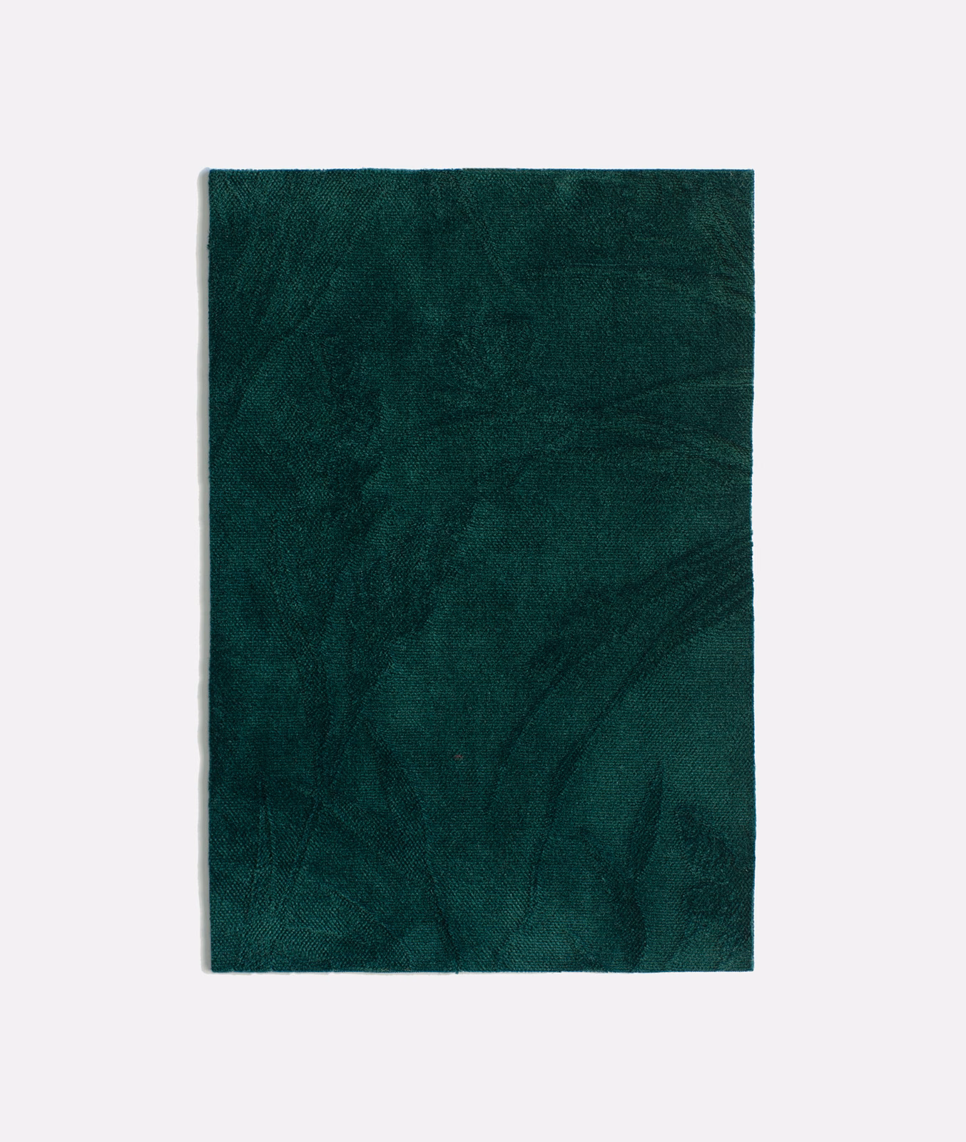 Deep teal velvet with shadowy sweeping forms and a softly brushed nap