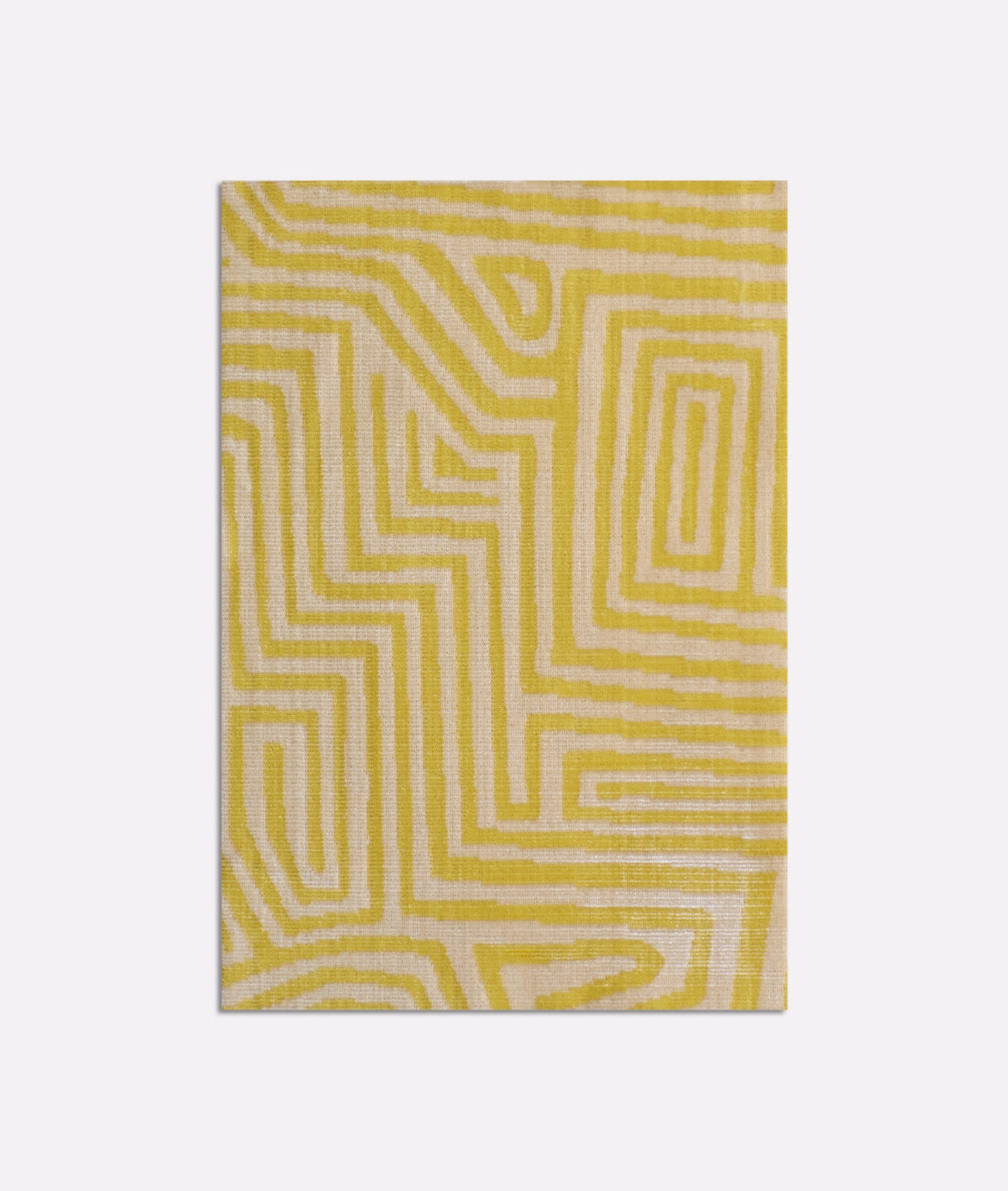 Chartreuse and ivory velvet with a tactile maze-like geometric pattern