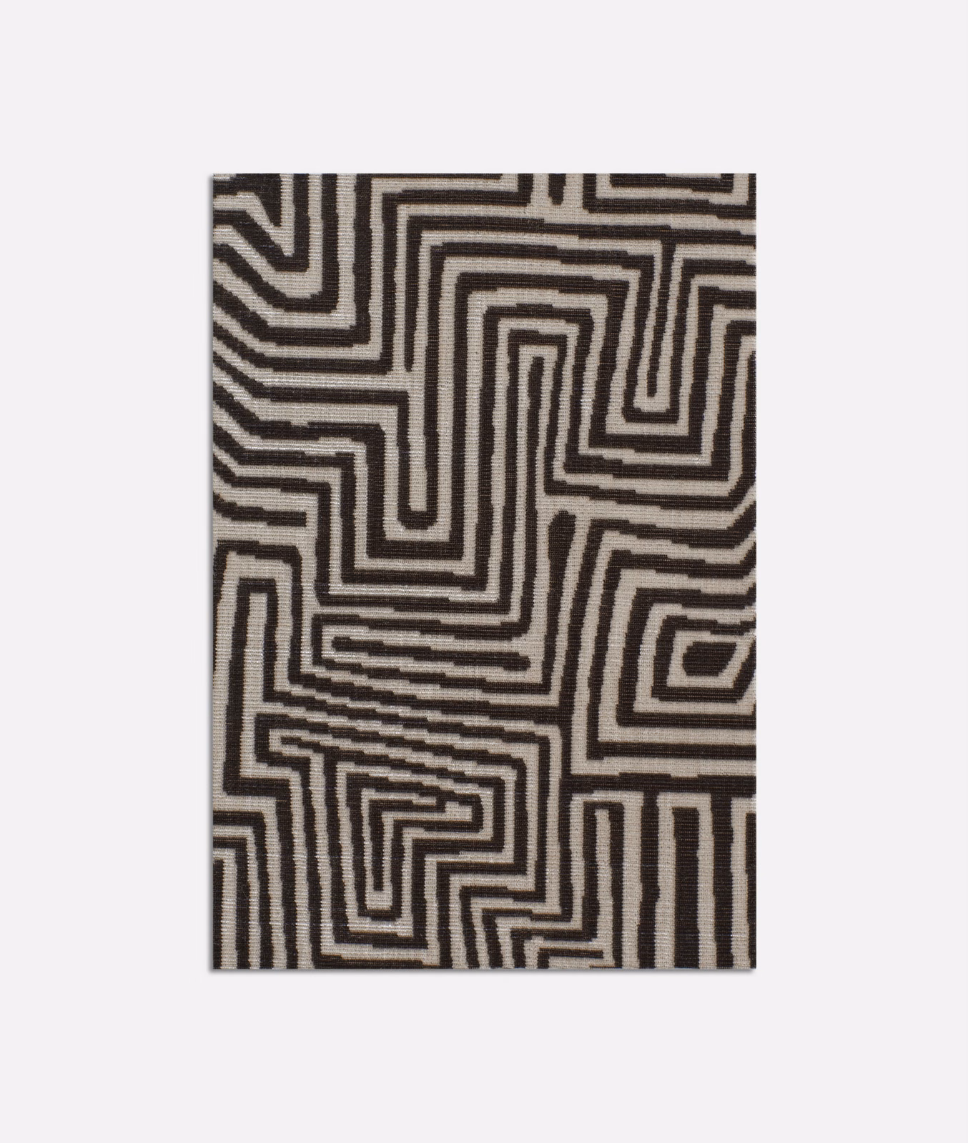 Warm espresso and ivory velvet with a large maze-like zebra stripe motif