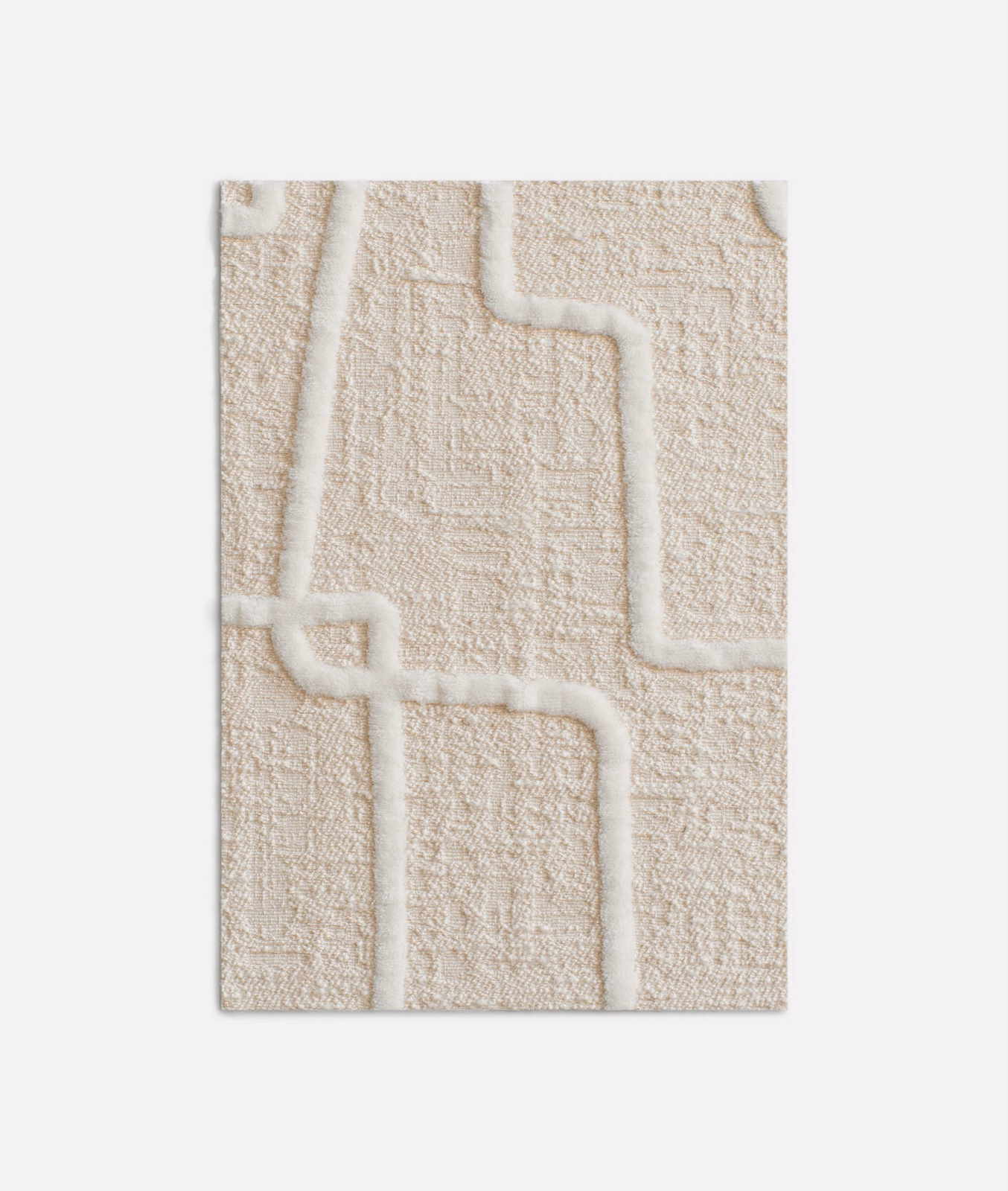 Polar white textured velvet with raised irregular geometric lines and a softly nubby ground