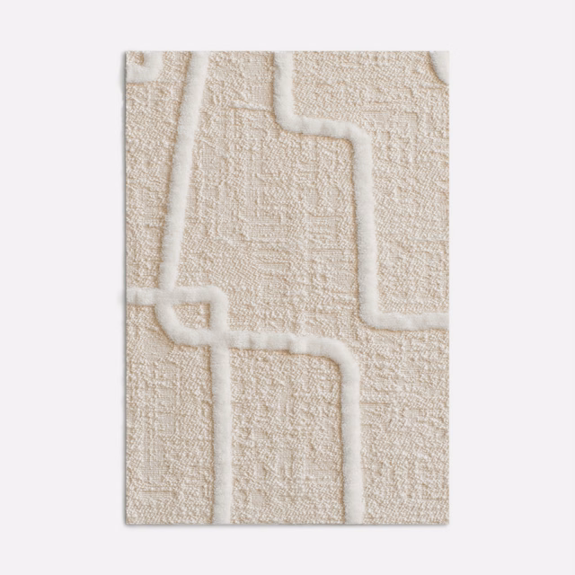 Polar white textured velvet with raised irregular geometric lines and a softly nubby ground