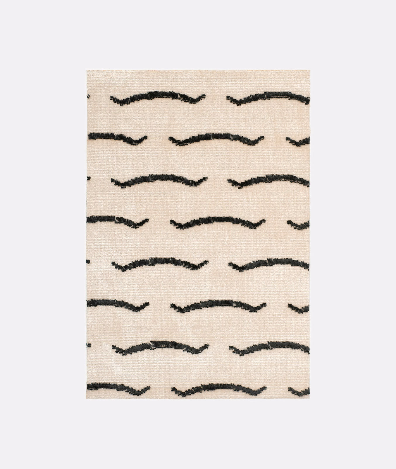 Pale cream textile with staggered charcoal irregular wave lines and fine woven texture