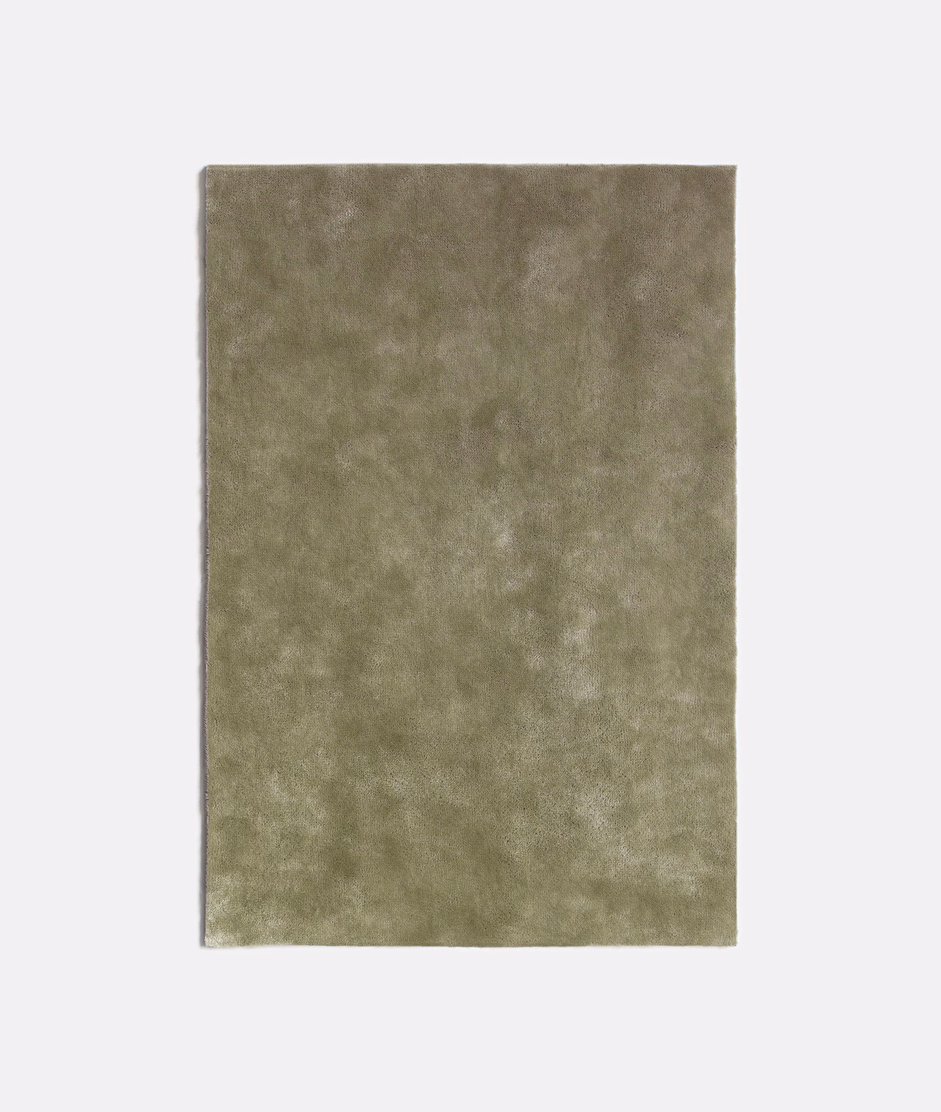 Mottled lichen olive velvet swatch showing soft, shifting highlights across the plush pile