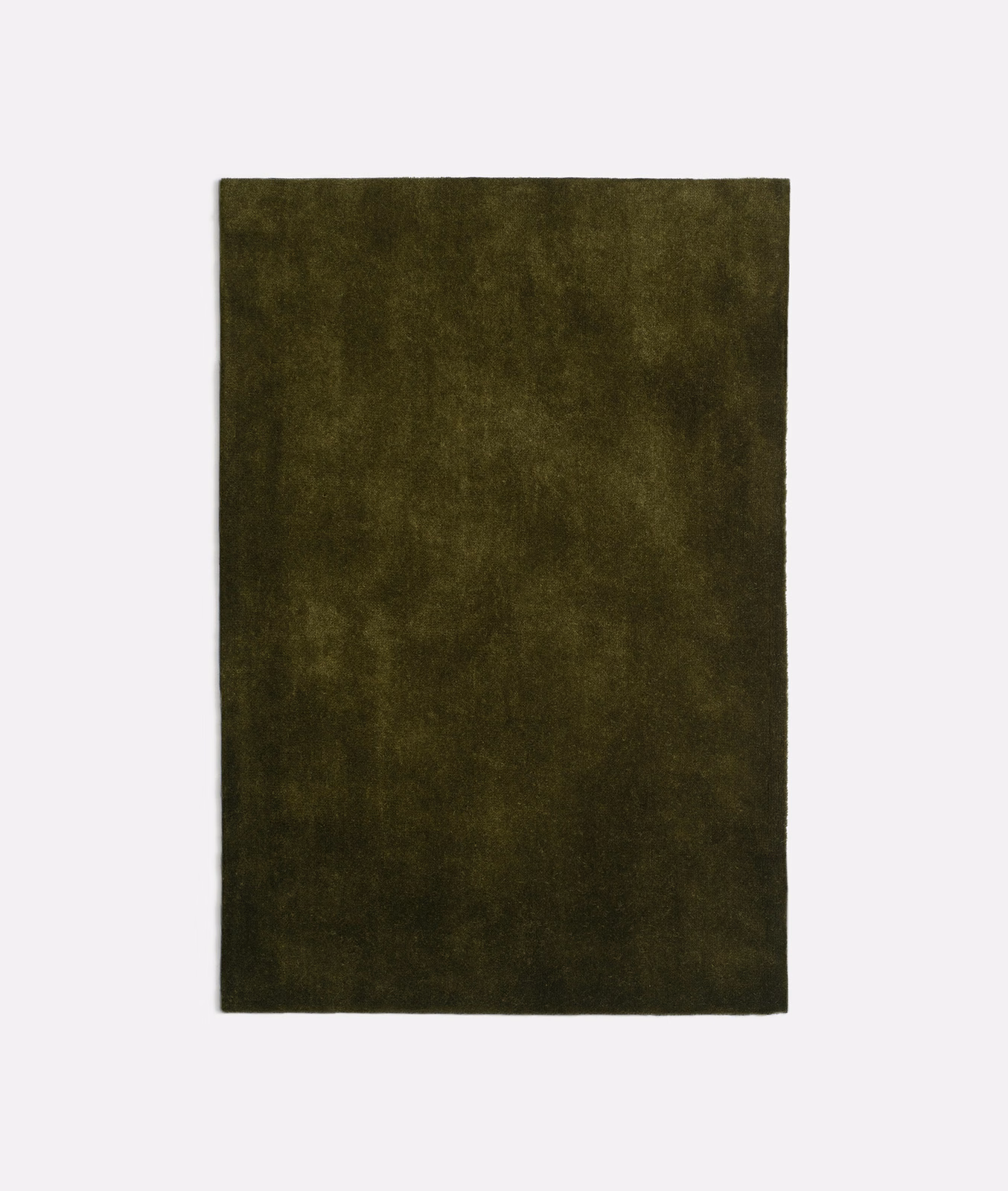 Deep moss-olive velvet with a softly mottled, light-shifting pile