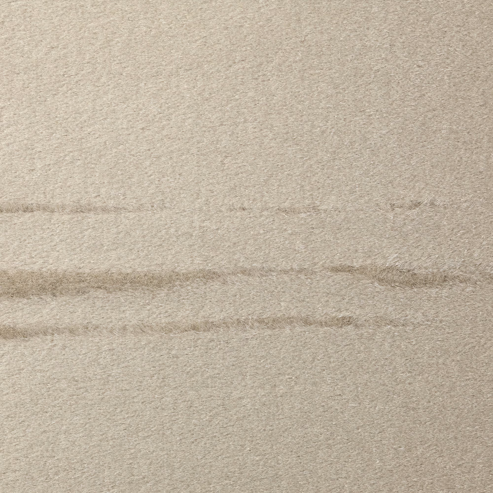 Pale mastice greige velvet with brushed pile and horizontal tonal bands