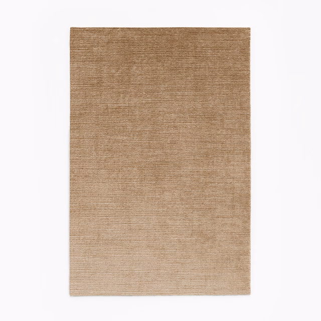 Warm taupe velvet swatch with fine horizontal ribbing and subtle tonal variation