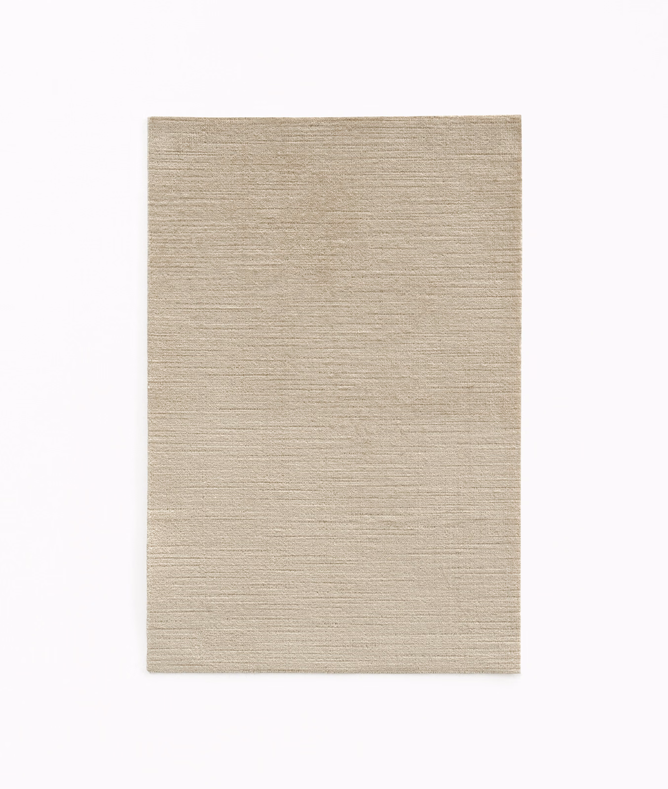 Warm parchment-beige velvet swatch with fine horizontal woven texture