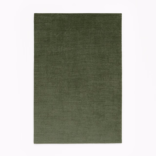 Muted moss-olive velvet with fine horizontal pile and softly varied shading