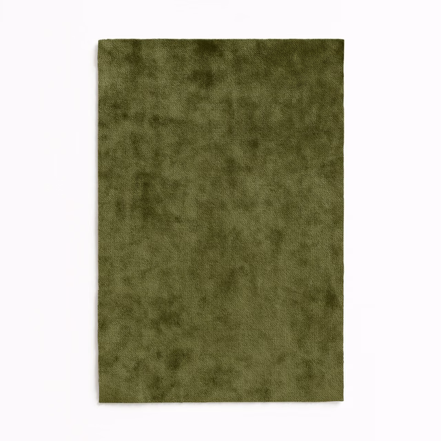 Mottled deep olive green velvet with a softly shifting plush surface