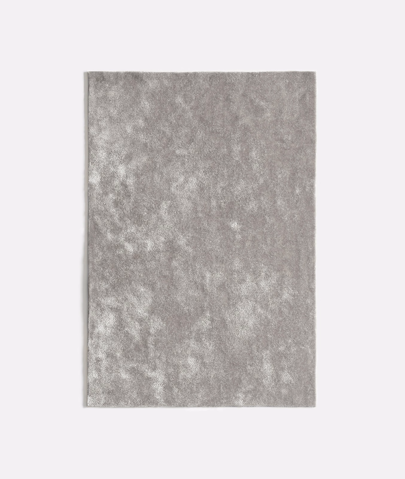 Silver-grey velvet swatch with softly clouded, mottled pile and subtle tonal depth