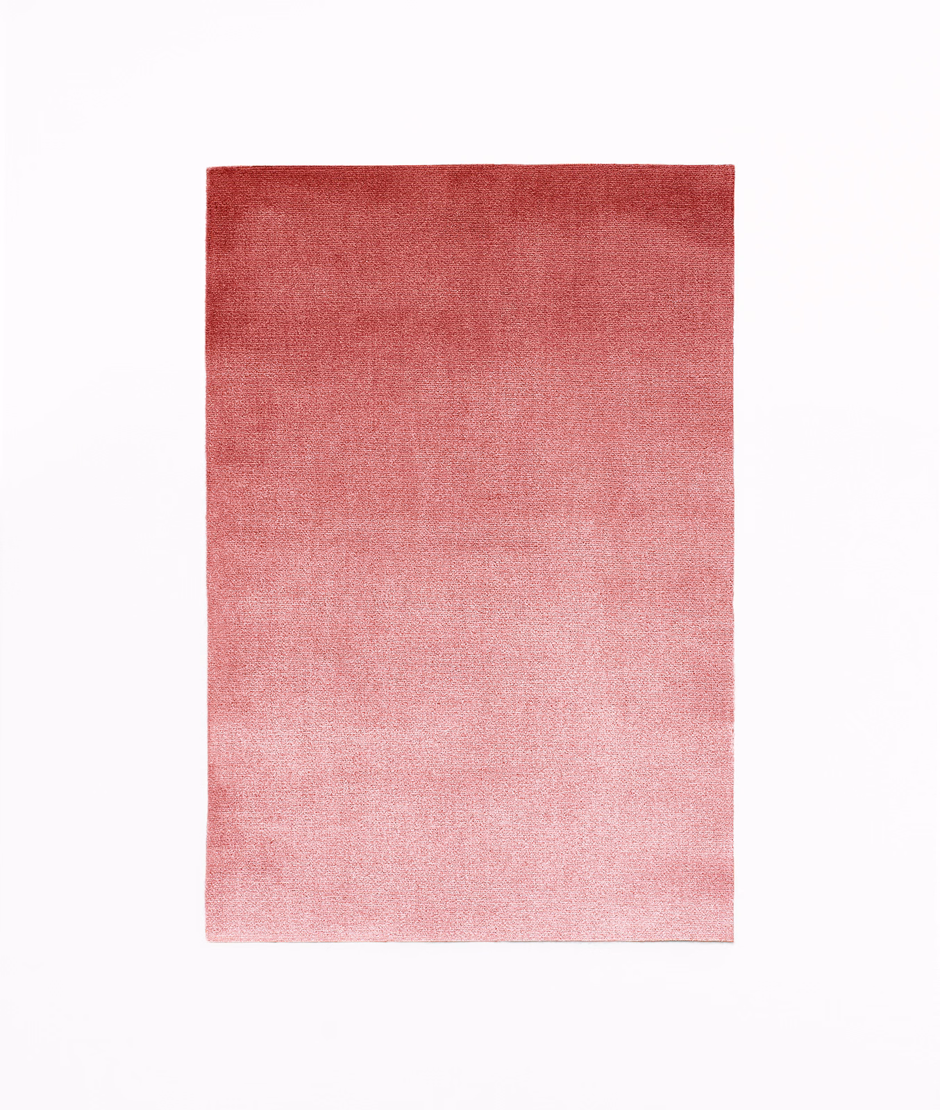 Berry red to blush pink velvet with a soft tonal fade and brushed surface