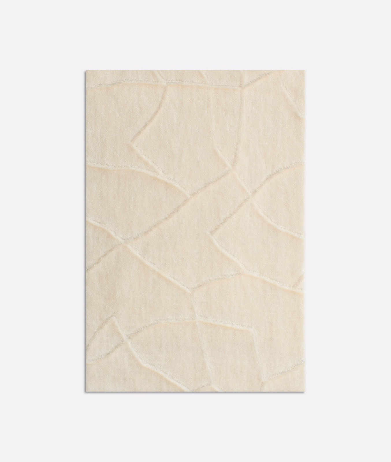 Pale ivory velvet with softly raised, branching abstract lines and a plush nap