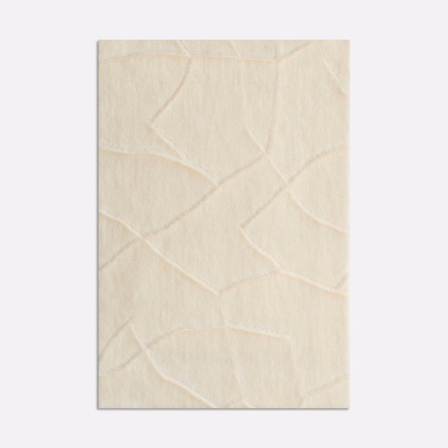 Pale ivory velvet with softly raised, branching abstract lines and a plush nap
