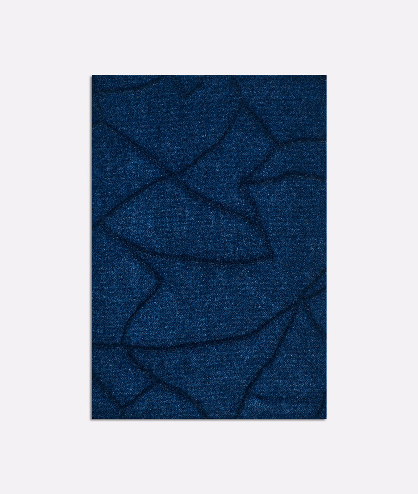 Deep ink-blue velvet with plush texture and sweeping near-black abstract lines