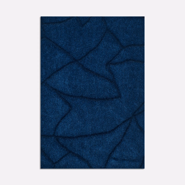 Deep ink-blue velvet with plush texture and sweeping near-black abstract lines