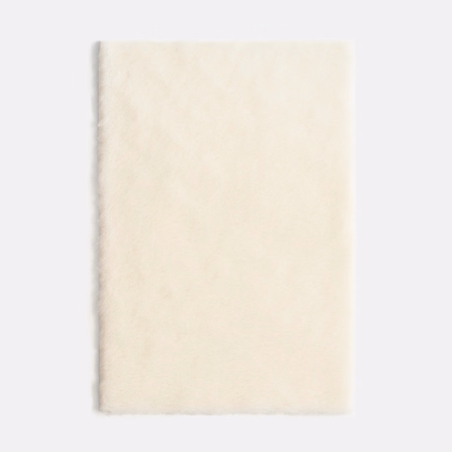 Pale ivory velvet swatch showing a softly brushed, subtly clouded plush surface