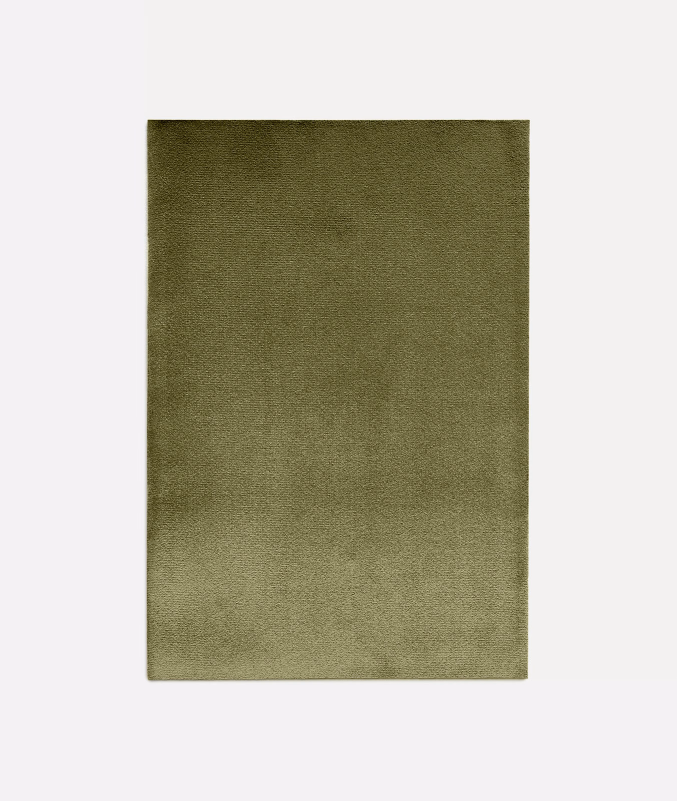 Moss-olive velvet swatch with softly brushed nap and subtle tonal shading