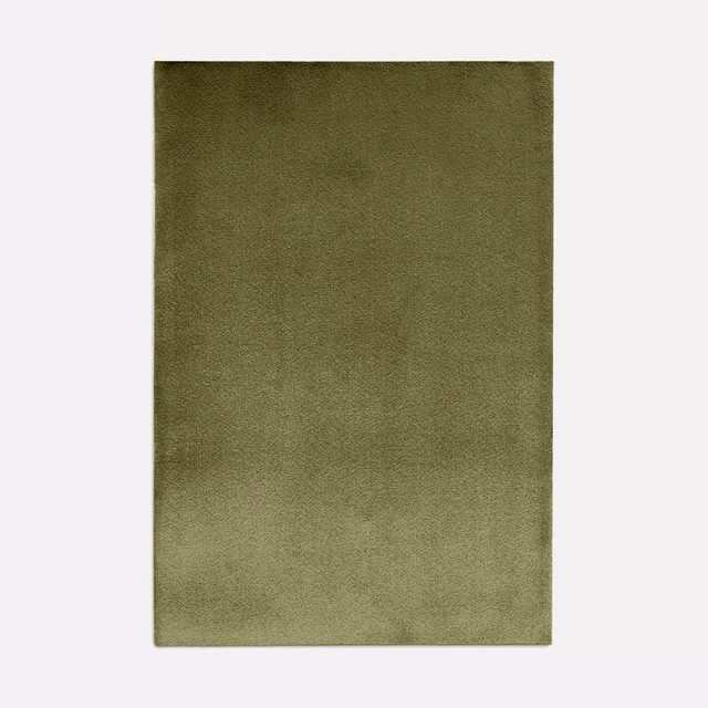 Moss-olive velvet swatch with softly brushed nap and subtle tonal shading