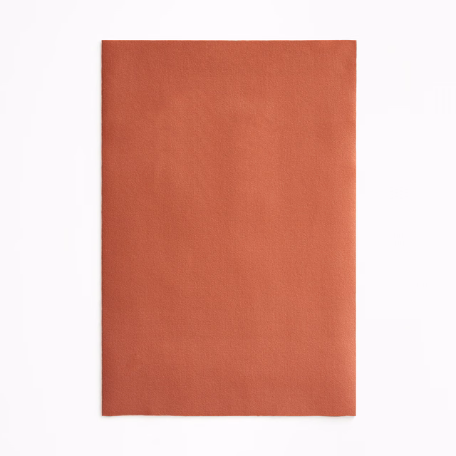 Warm coral-terracotta velvet swatch with a softly brushed, plain surface