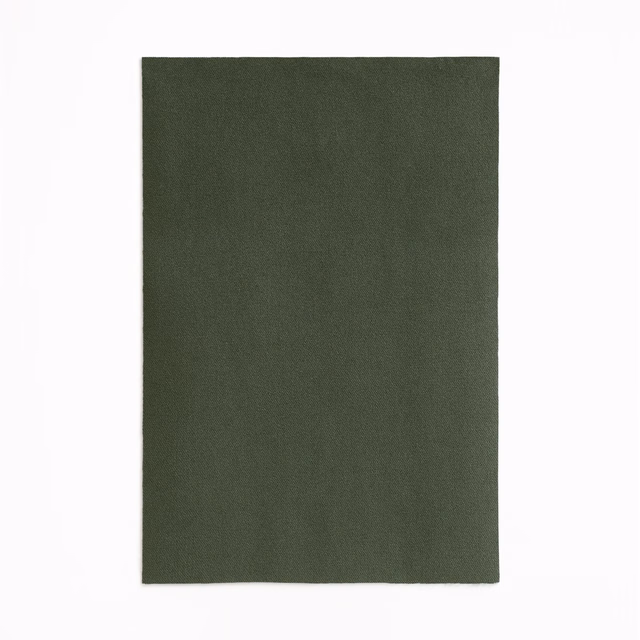 Plain dark olive green velvet swatch with subtle directional nap and softly shaded surface