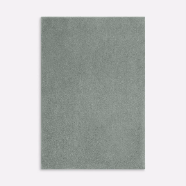 Plain ash-grey velvet swatch with a subtle sage-green undertone and soft brushed pile
