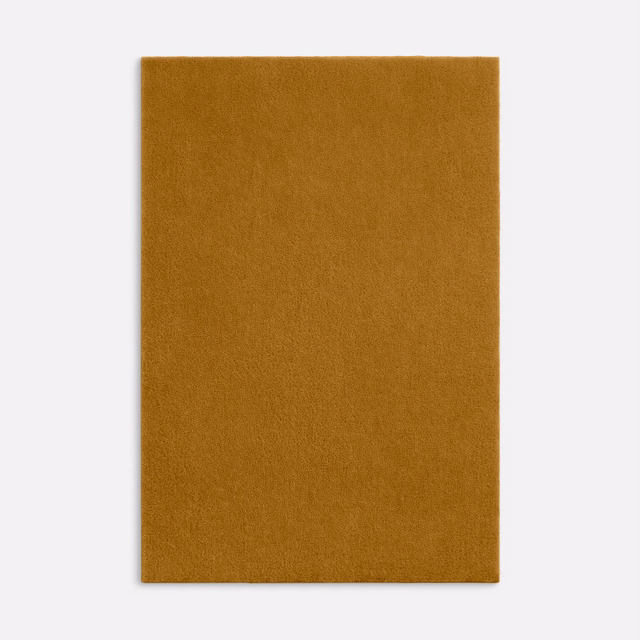 Rectangular swatch of plain warm mustard velvet with a softly brushed nap