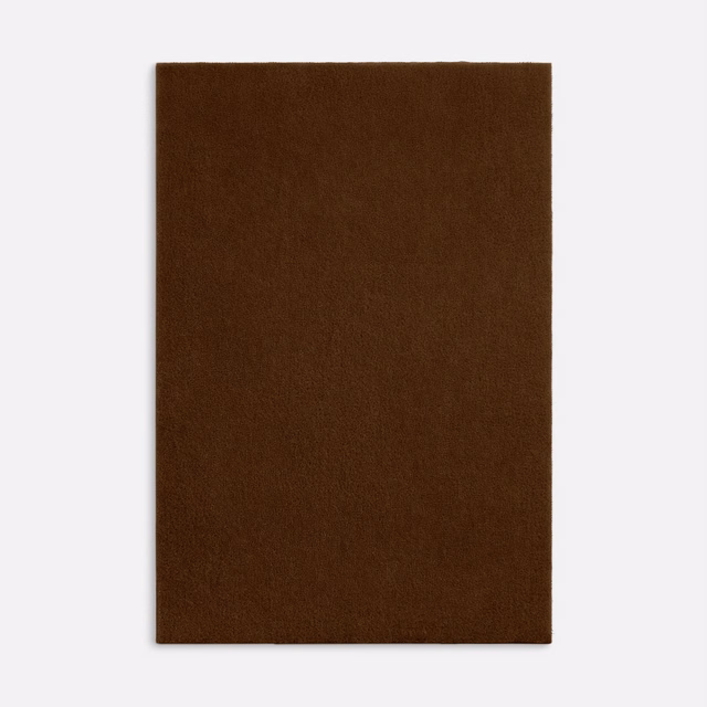 Deep tobacco-brown plain velvet swatch with subtle directional pile shading