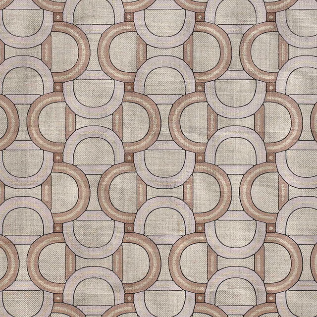 Warm alabaster wallpaper with interlocking taupe and rose-brown arch shapes