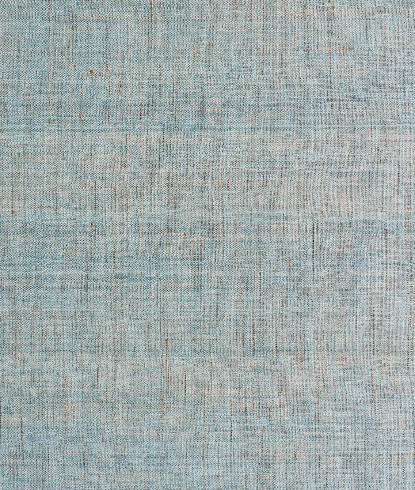 Pale aqua wallcovering with fine irregular crosshatch texture and warm beige flecks