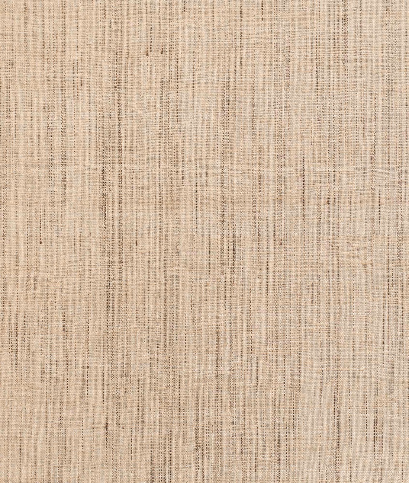 Warm sandy-beige wallpaper with fine irregular vertical striations and woven texture