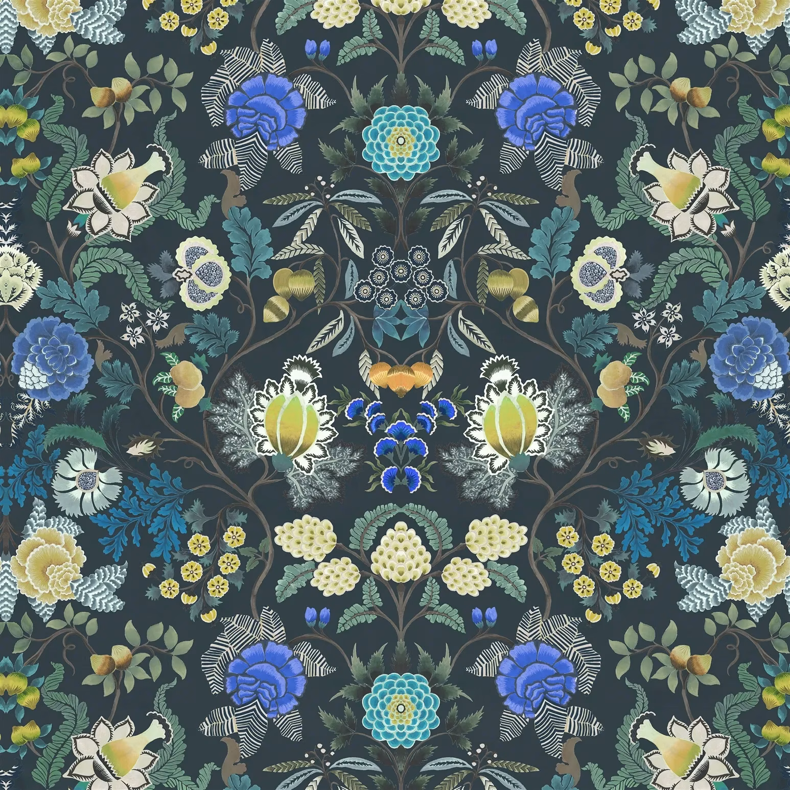 Brocart Decoratif Velours Indigo fabric