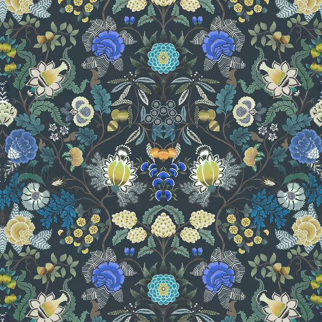Brocart Decoratif Velours Indigo fabric