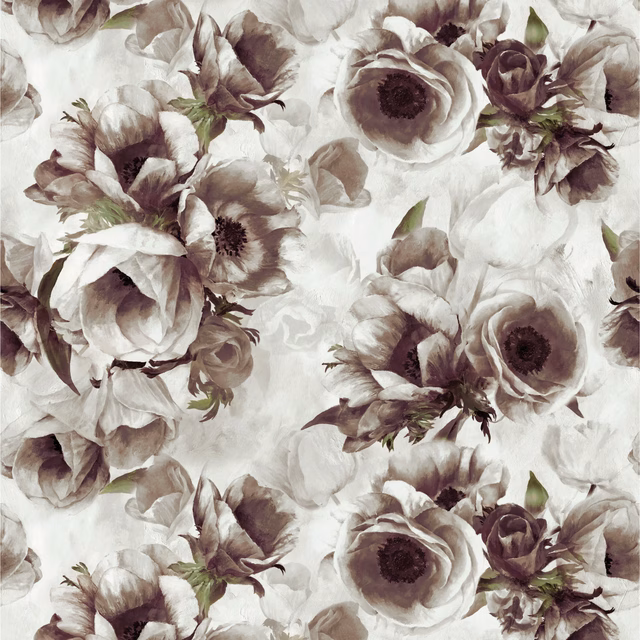 Sepia Flower Birch fabric